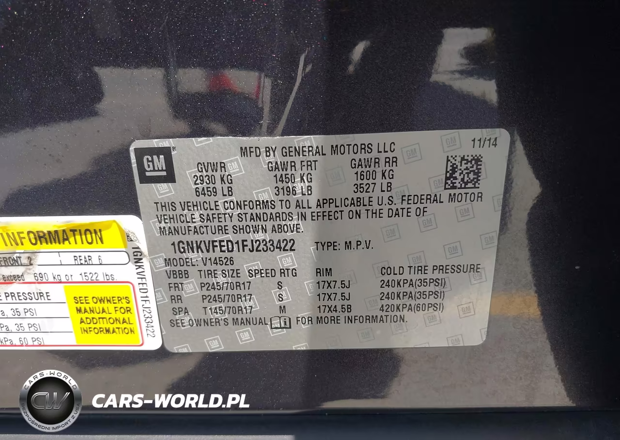 2015 Chevrolet Traverse Ls VIN:1GNKVFED1FJ233422 - 9