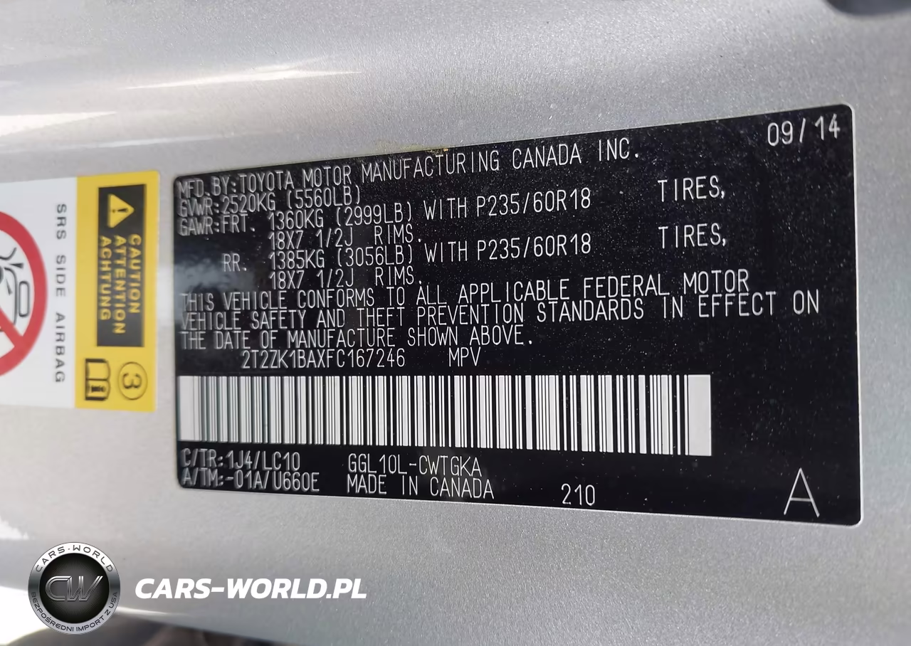 2015 Lexus Rx 350 VIN:2T2ZK1BAXFC167246 - 9