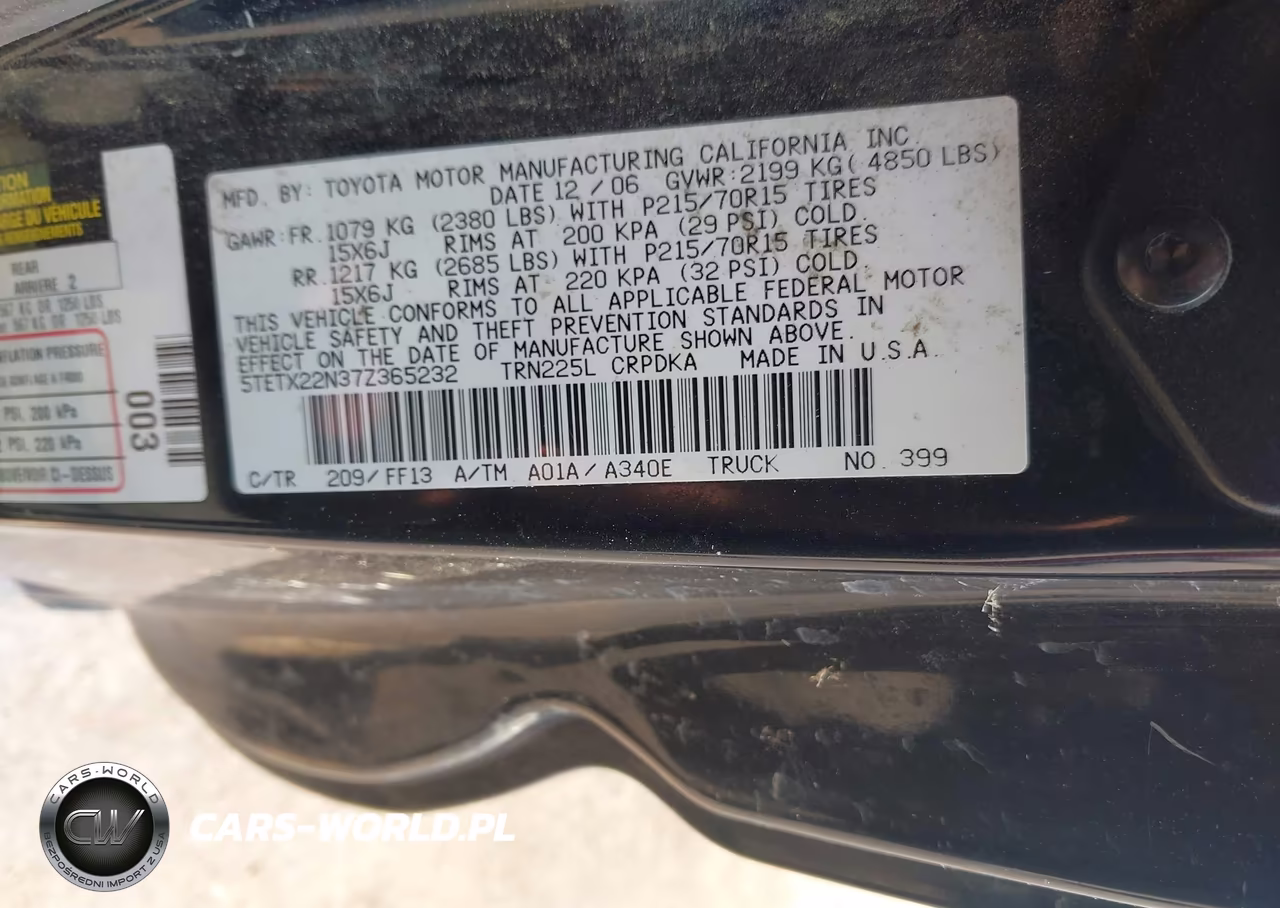 2007 Toyota Tacoma VIN:5TETX22N37Z365232 - 9