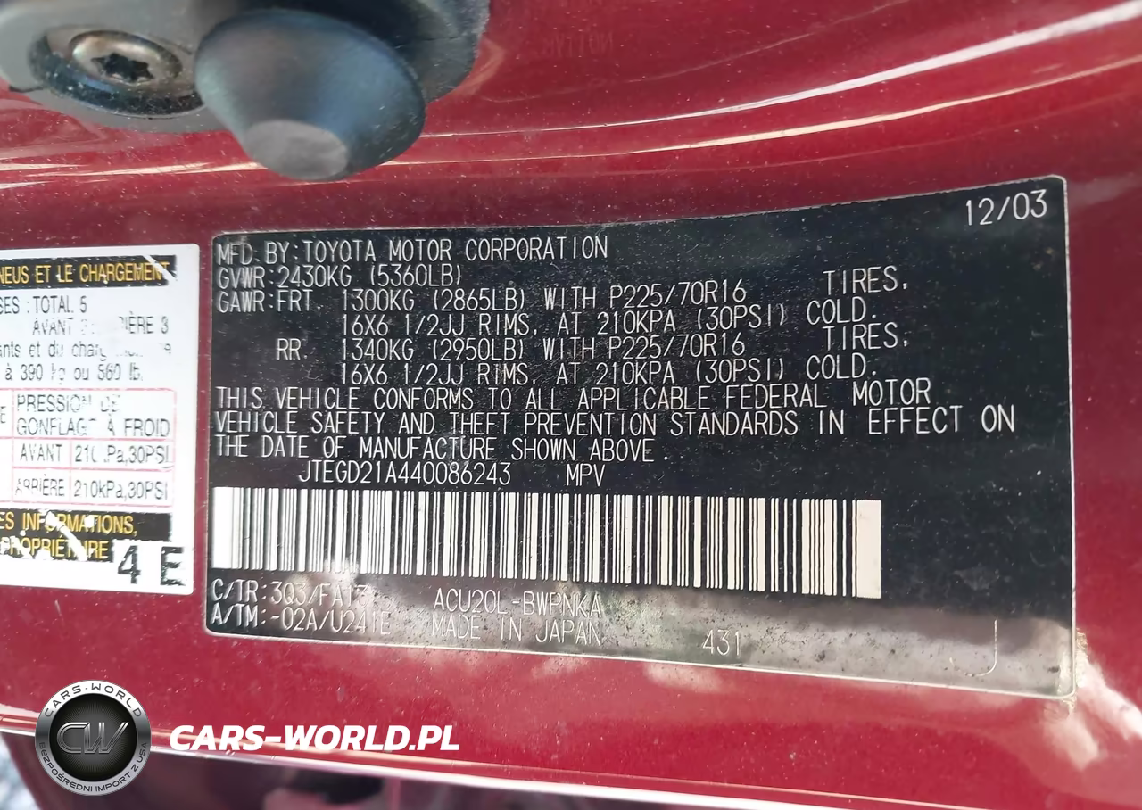 2004 Toyota Highlander VIN:JTEGD21A440086243 - 9