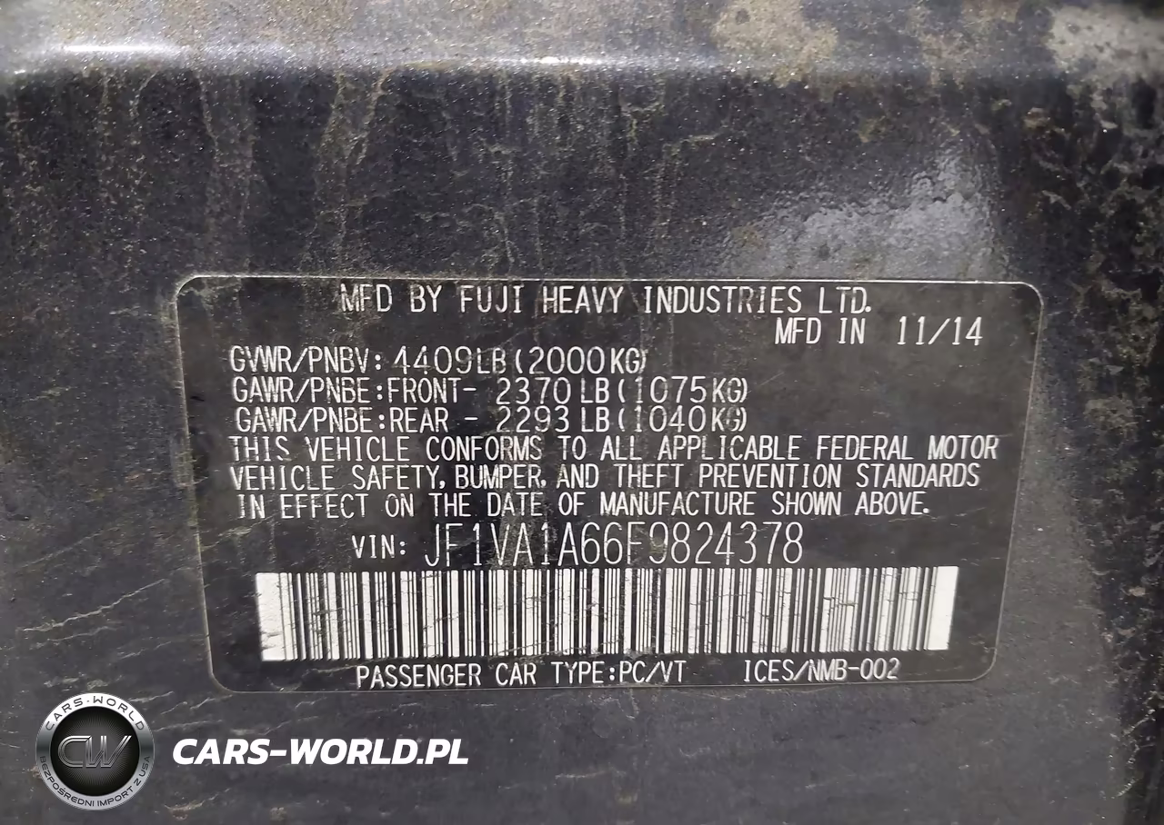 2015 Subaru Wrx VIN:JF1VA1A66F9824378 - 9