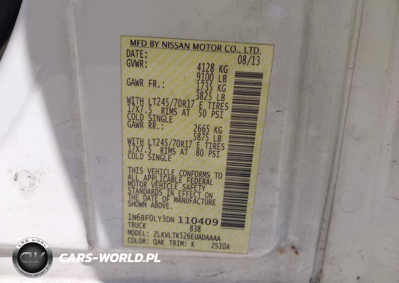 2013 Nissan Nv Cargo Nv2500 Hd Sv V6 VIN:1N6BF0LY3DN110409 - 9