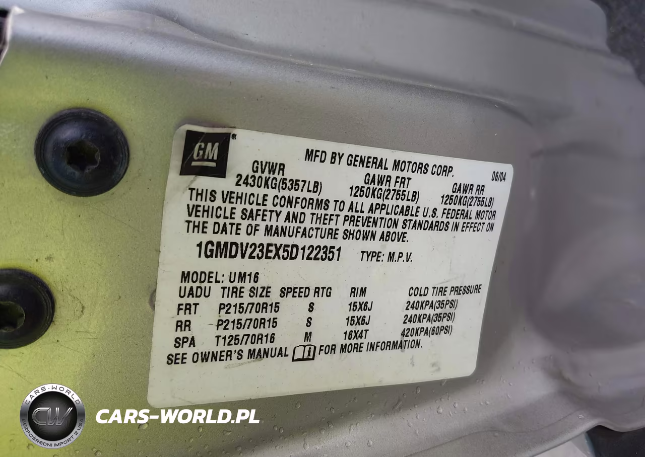 2005 Pontiac Montana M16 W-1Sa Pkg. VIN:1GMDV23EX5D122351 - 9
