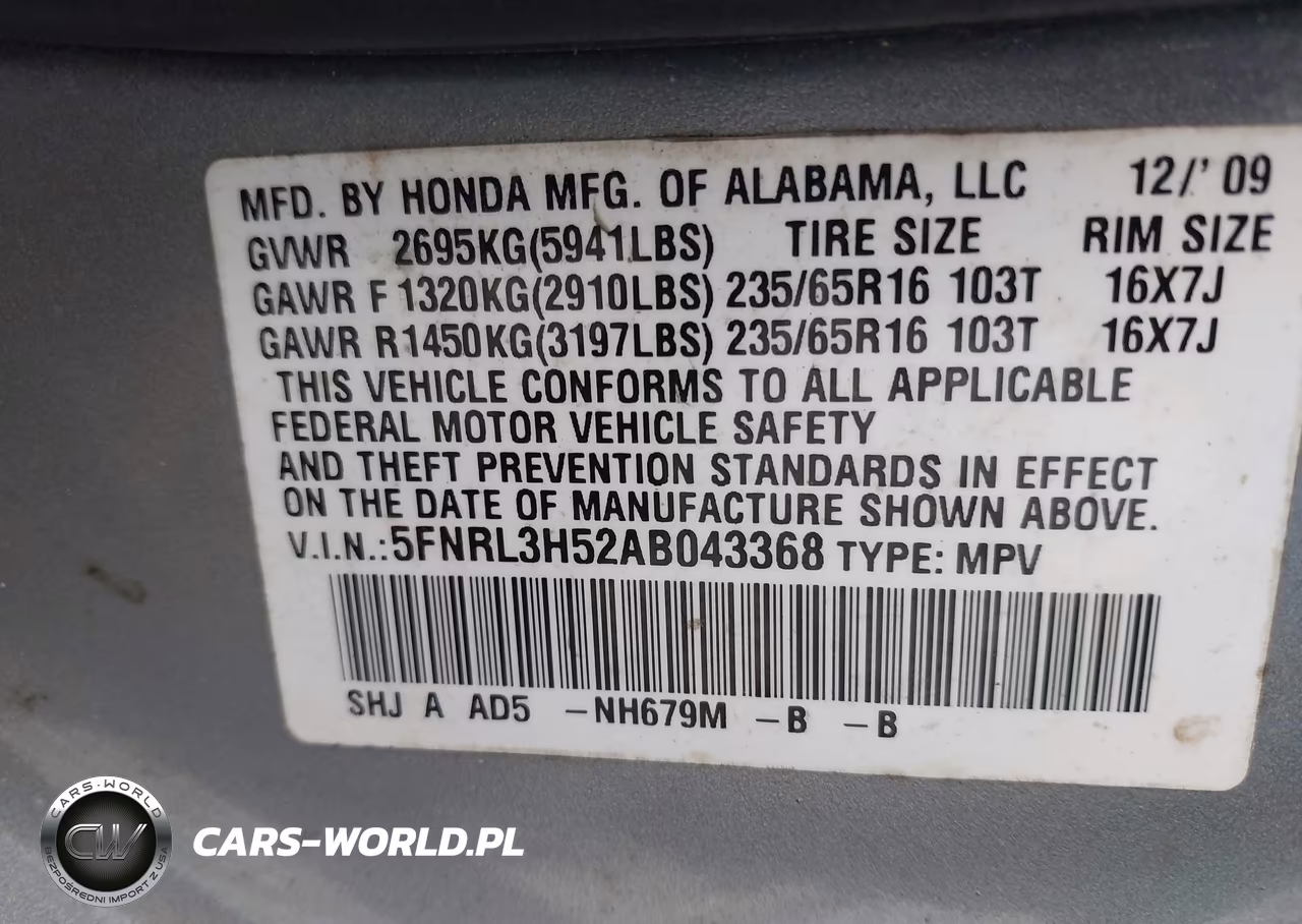 2010 Honda Odyssey Ex VIN:5FNRL3H52AB043368 - 9