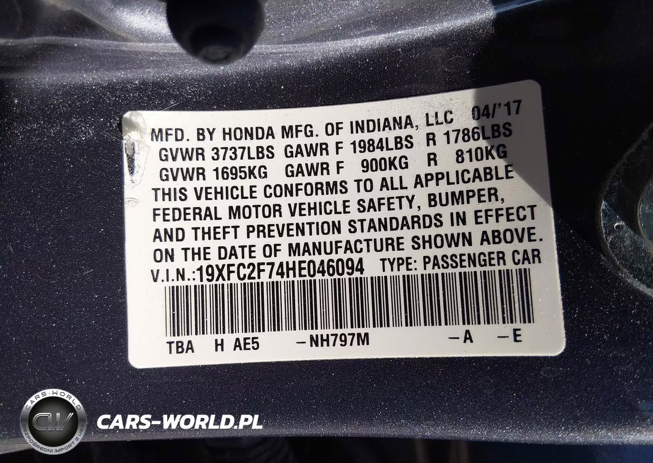 2017 Honda Civic Ex VIN:19XFC2F74HE046094 - 9
