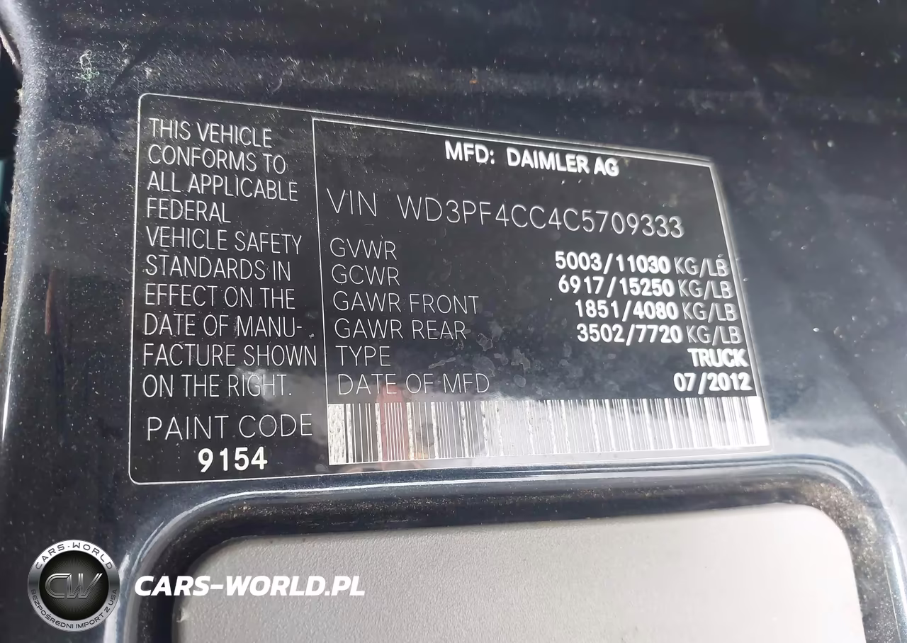 2012 Mercedes-Benz Sprinter 3500 High Roof VIN:WD3PF4CC4C5709333 - 8