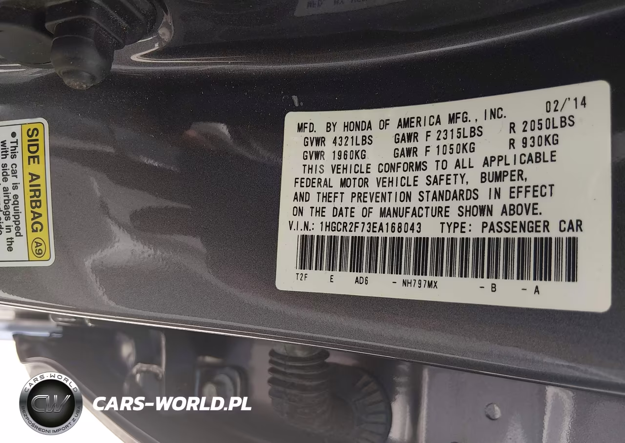 2014 Honda Accord Ex VIN:1HGCR2F73EA168043 - 9