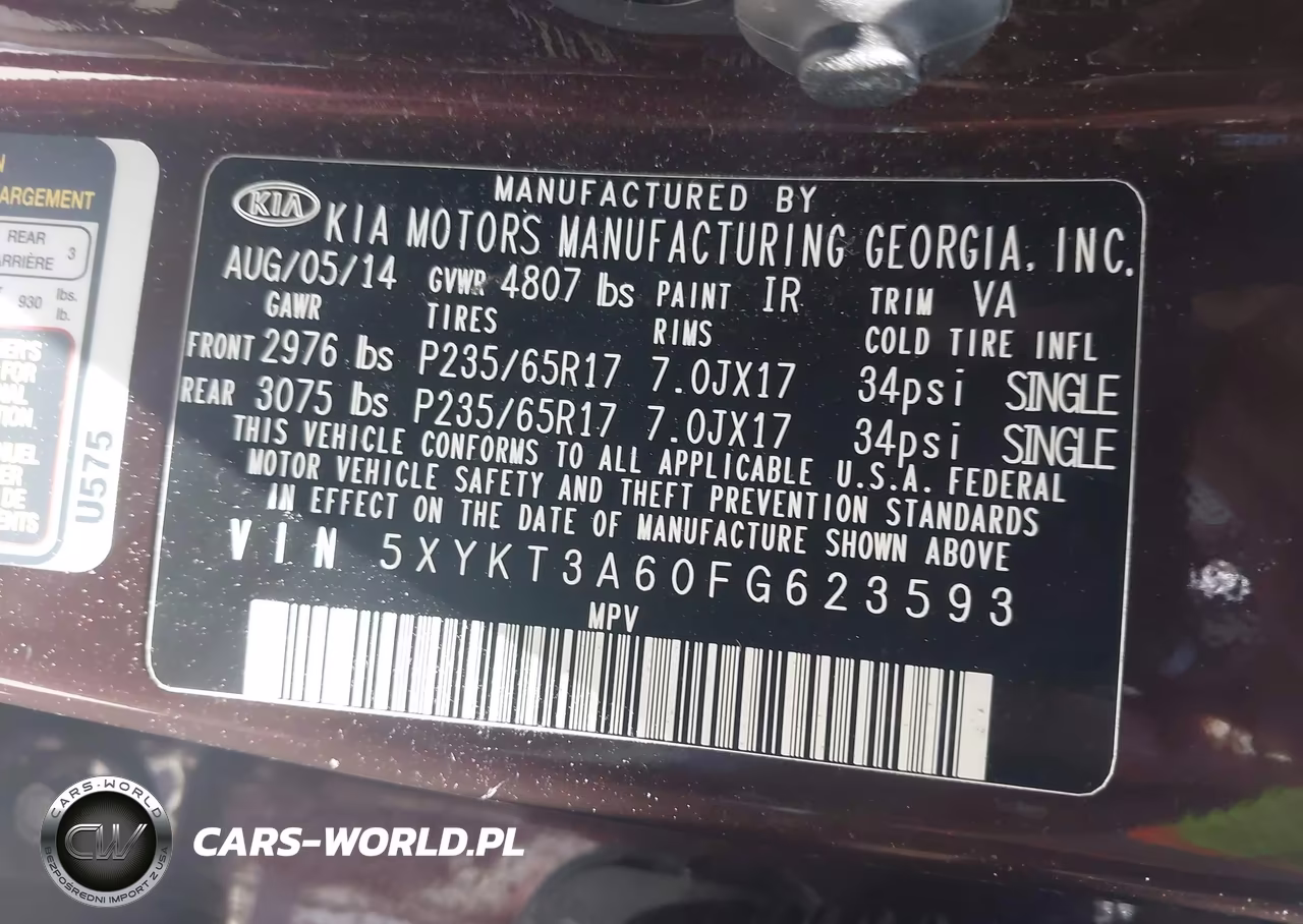 2015 Kia Sorento Lx VIN:5XYKT3A60FG623593 - 9