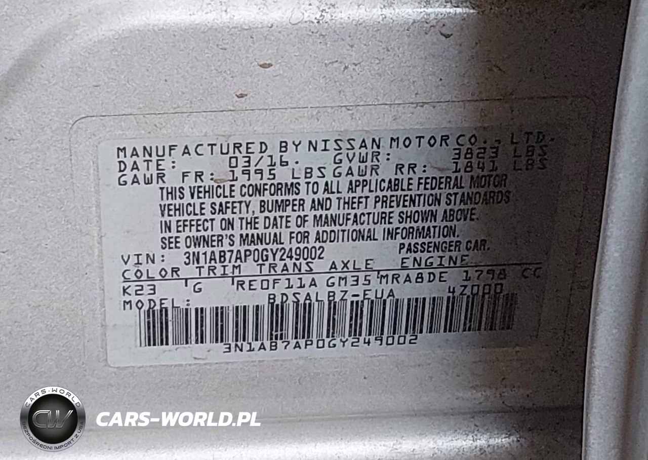 2016 Nissan Sentra Fe+ S-S-Sl-Sr-Sv VIN:3N1AB7AP0GY249002 - 9