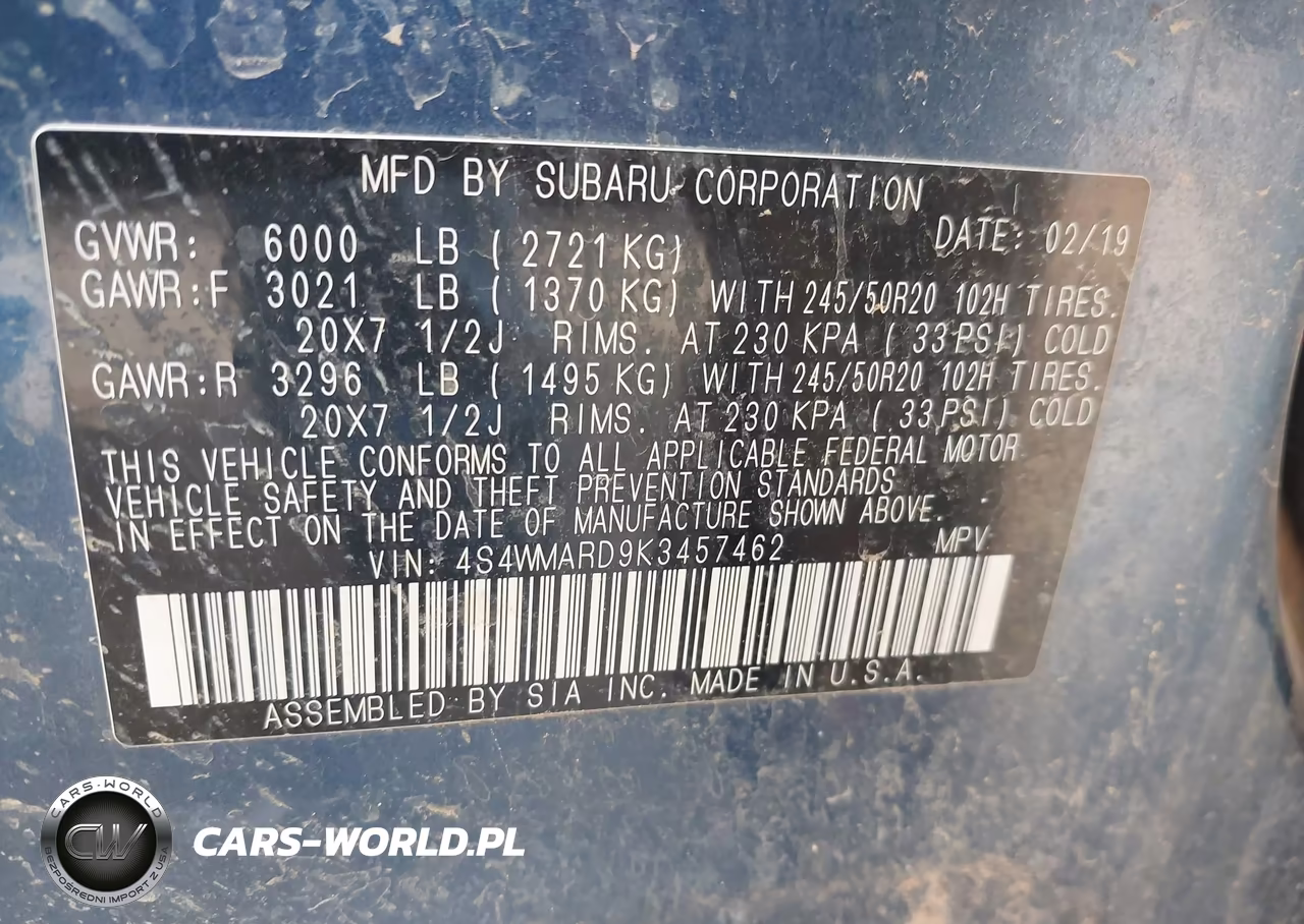 2019 Subaru Ascent Touring VIN:4S4WMARD9K3457462 - 9