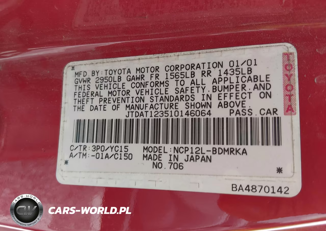 2001 Toyota Echo VIN:JTDAT123510146064 - 9