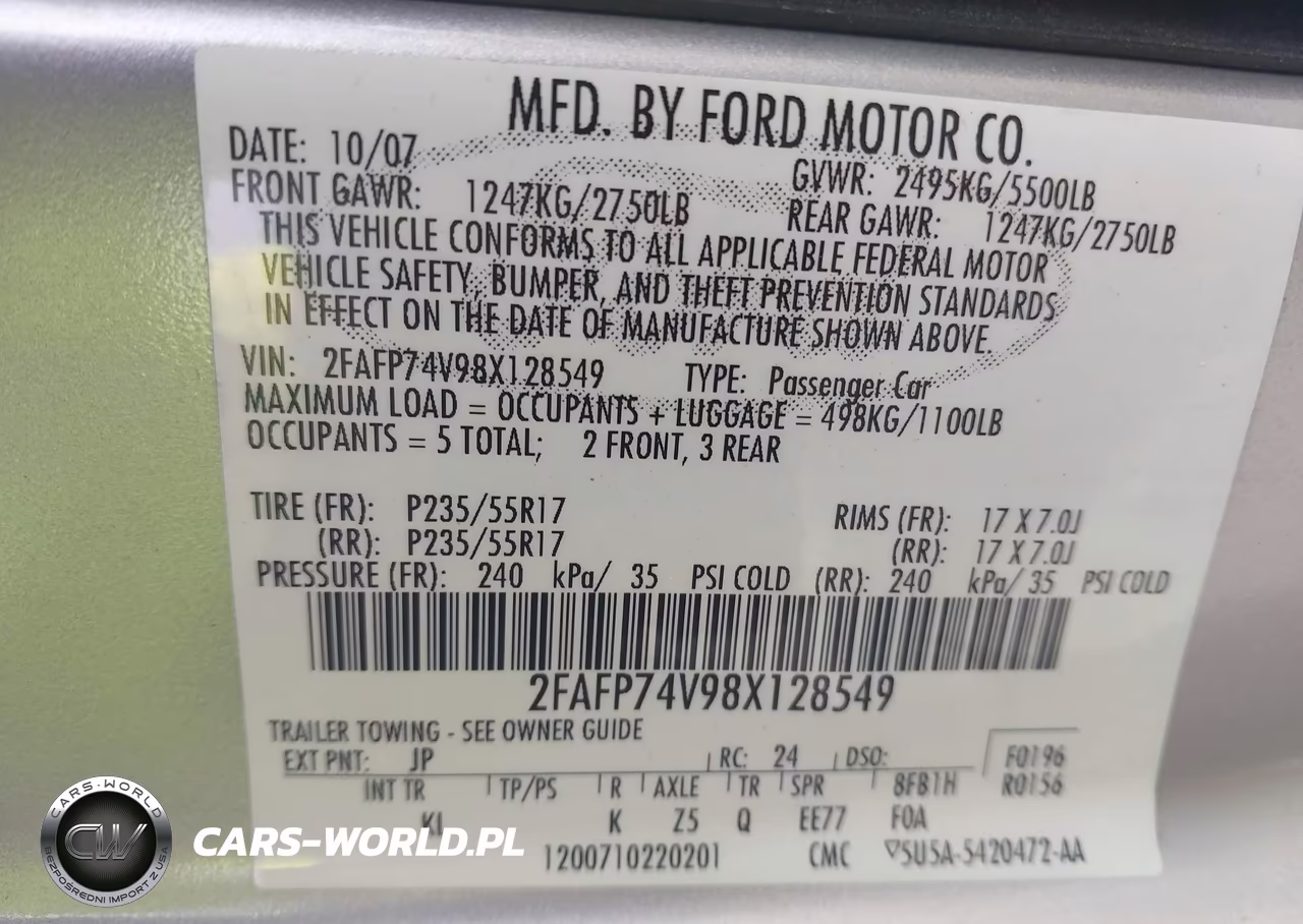 2008 Ford Crown Victoria Lx VIN:2FAFP74V98X128549 - 9