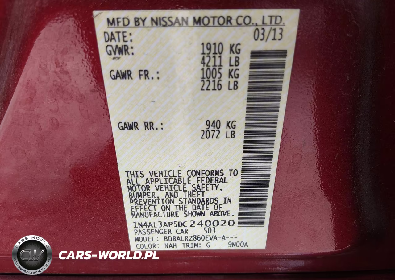 2013 Nissan Altima 2.5 S VIN:1N4AL3AP5DC240020 - 9