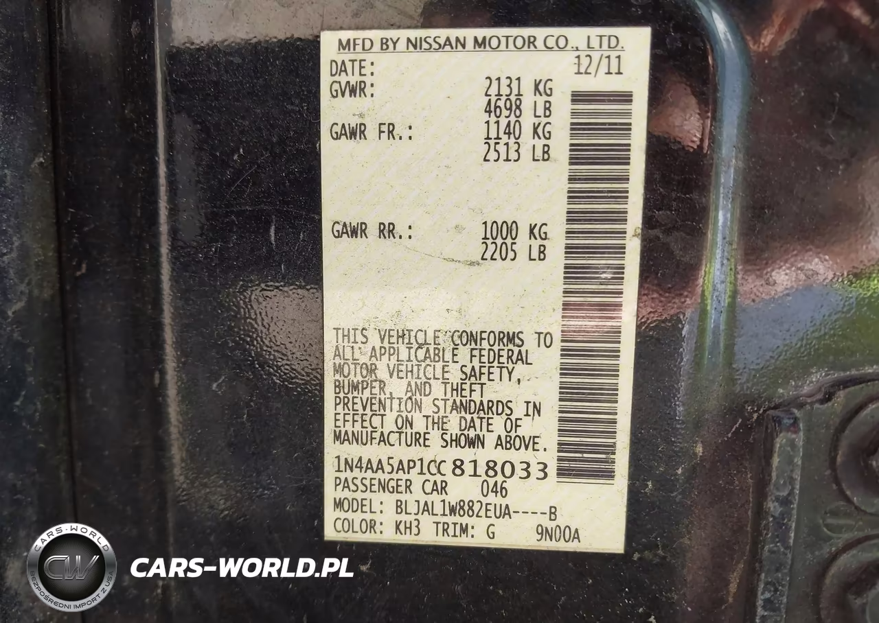 2012 Nissan Maxima 3.5 Sv VIN:1N4AA5AP1CC818033 - 9
