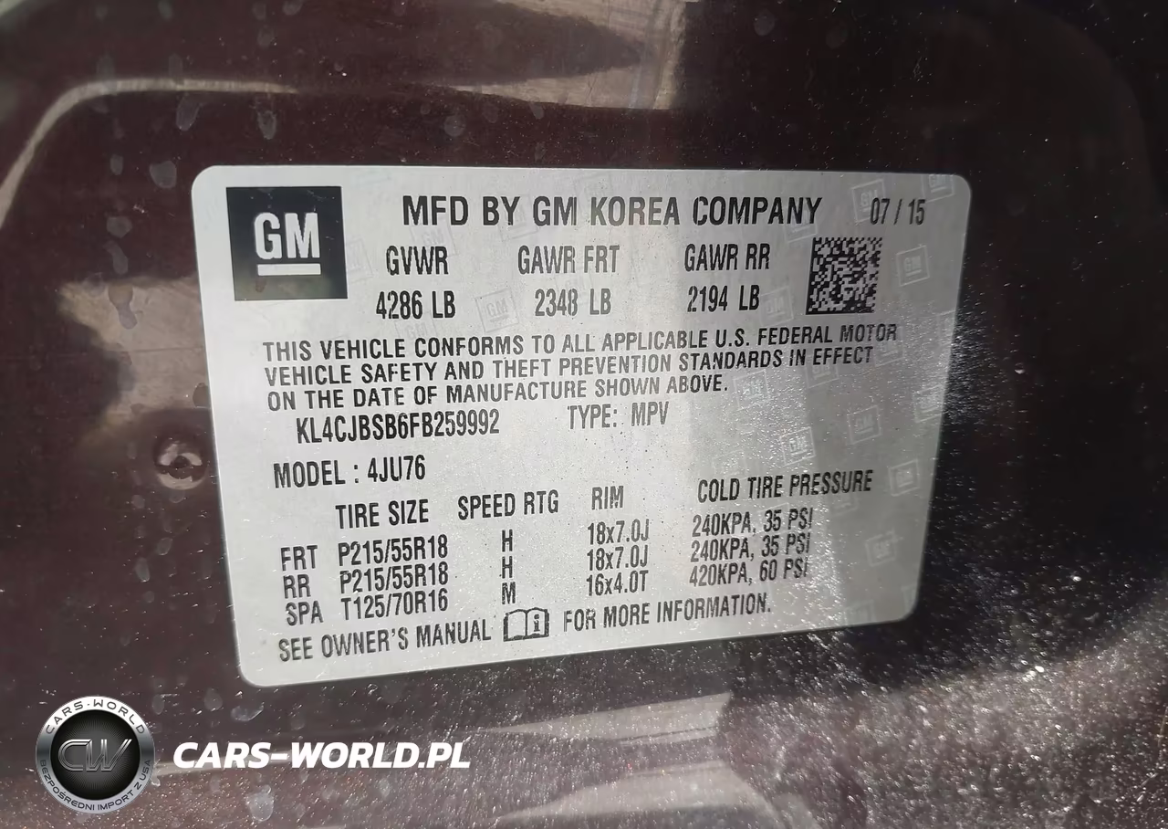 2015 Buick Encore Convenience VIN:KL4CJBSB6FB259992 - 9