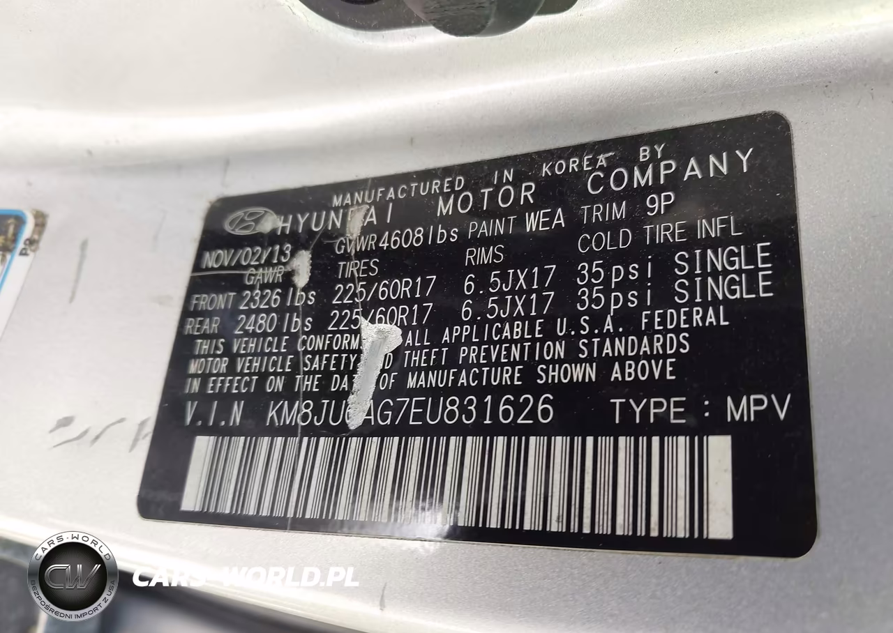 2014 Hyundai Tucson Se VIN:KM8JUCAG7EU831626 - 7