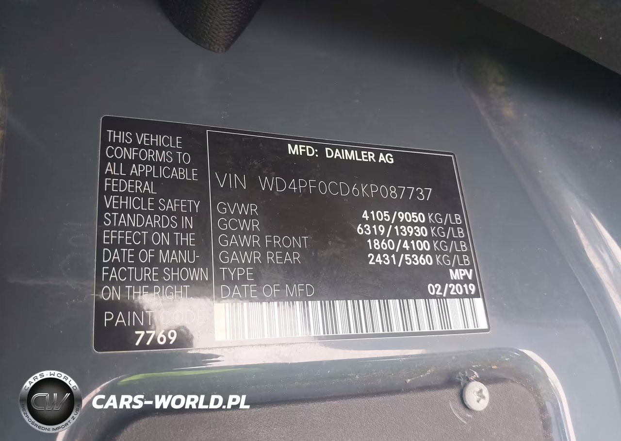 2019 Mercedes-Benz Sprinter 2500 High Roof V6 VIN:WD4PF0CD6KP087737 - 9