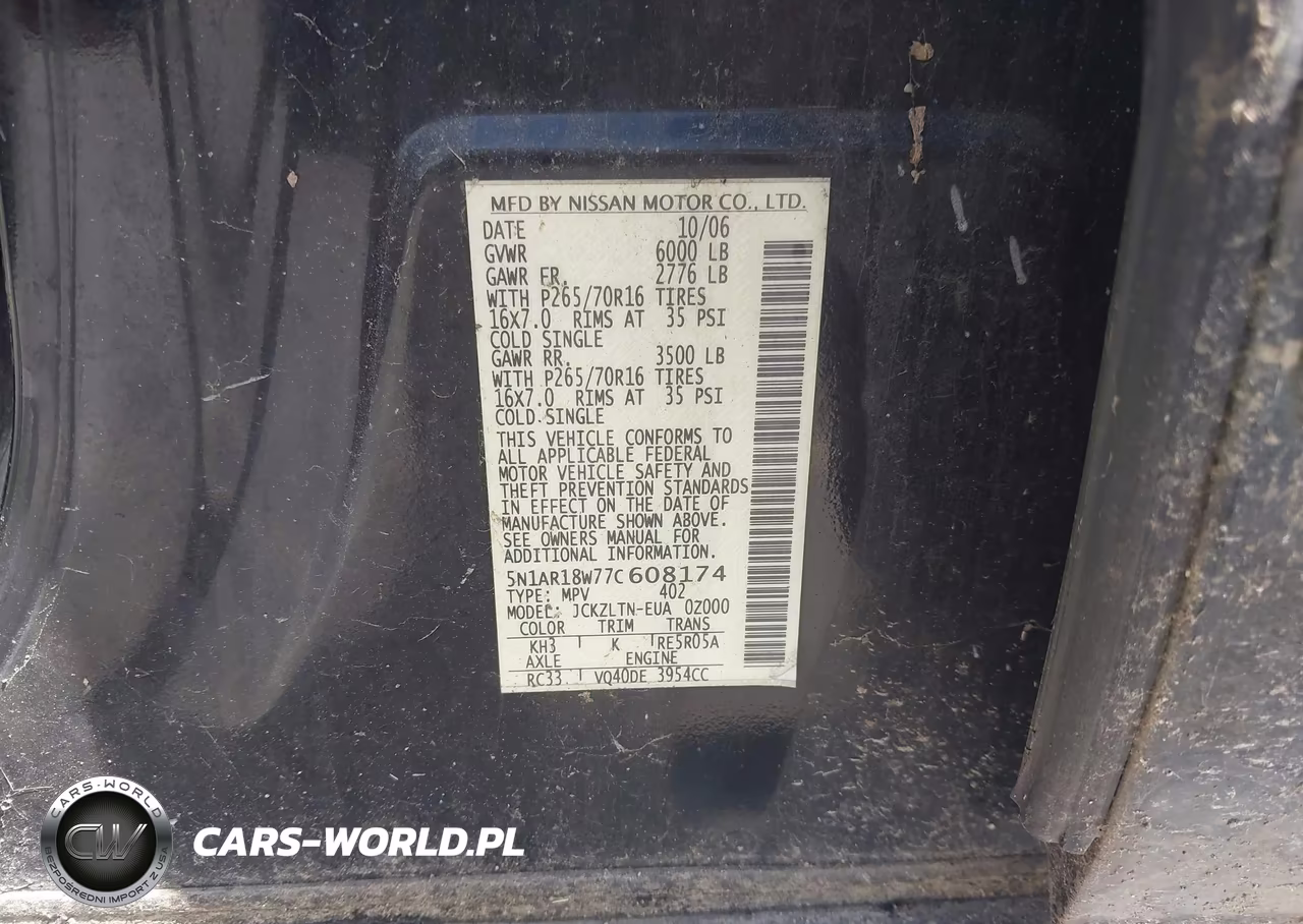 2007 Nissan Pathfinder Se VIN:5N1AR18W77C608174 - 9