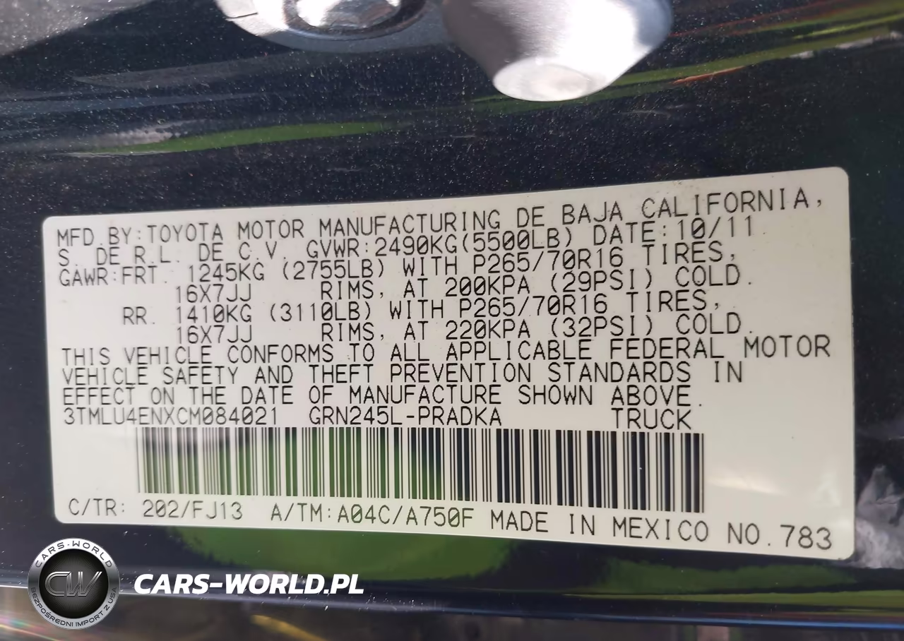 2012 Toyota Tacoma Base V6 VIN:3TMLU4ENXCM084021 - 9