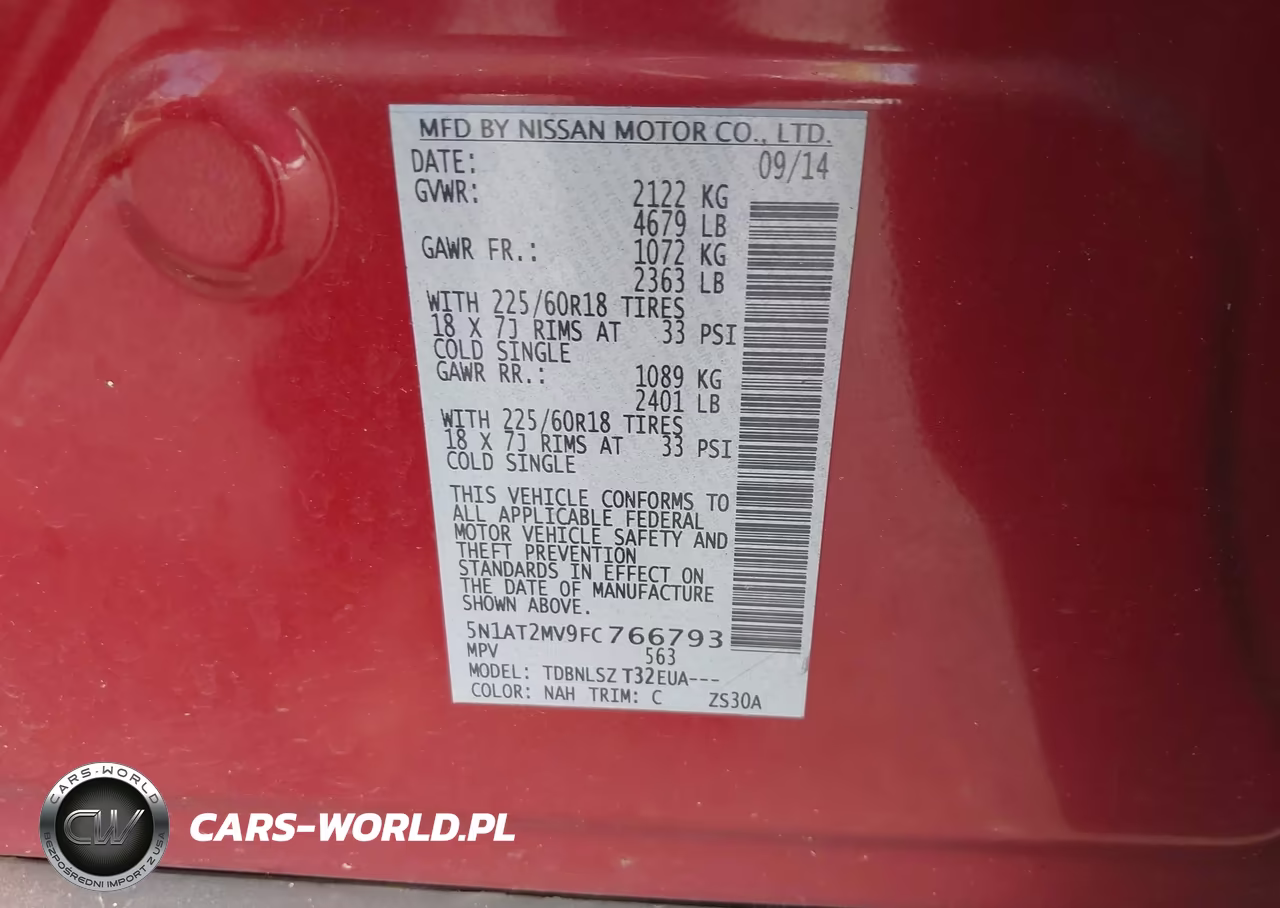 2015 Nissan Rogue Sl VIN:5N1AT2MV9FC766793 - 9