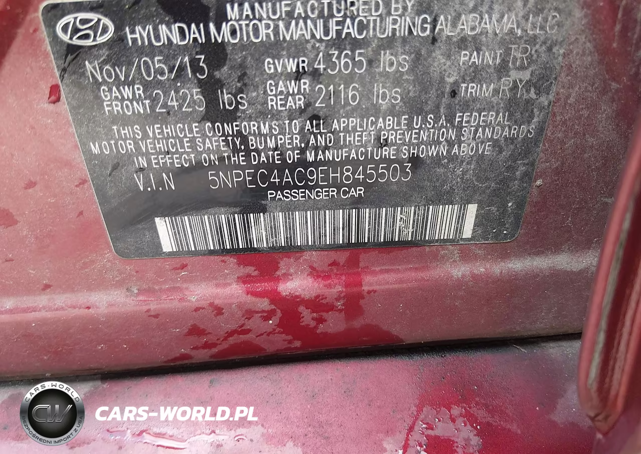 2014 Hyundai Sonata Se VIN:5NPEC4AC9EH845503 - 9