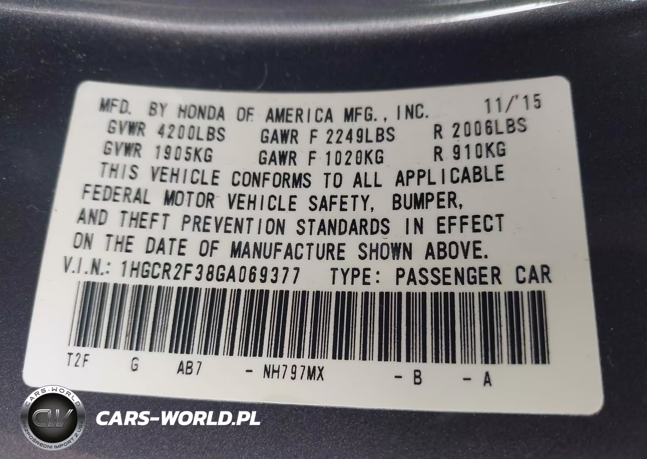 2016 Honda Accord Lx VIN:1HGCR2F38GA069377 - 9