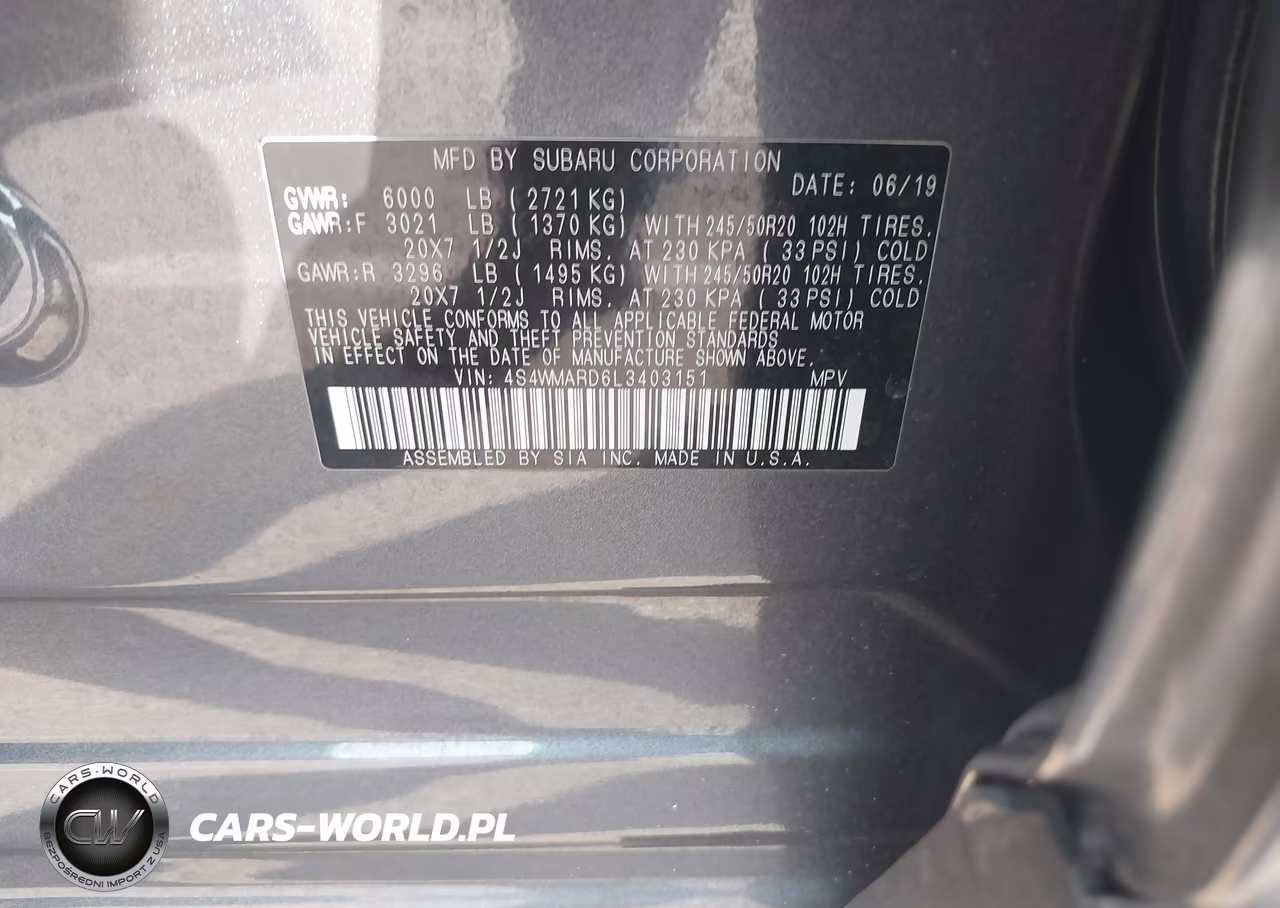 2020 Subaru Ascent Touring VIN:4S4WMARD6L3403151 - 9