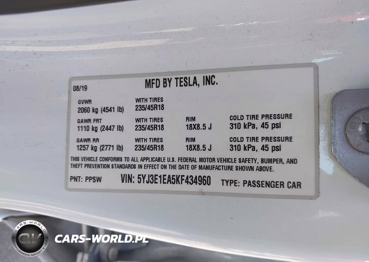 2019 Tesla Model 3 Long Range-Mid Range-Standard Range-Standard Range Plus VIN:5YJ3E1EA5KF434960 - 9