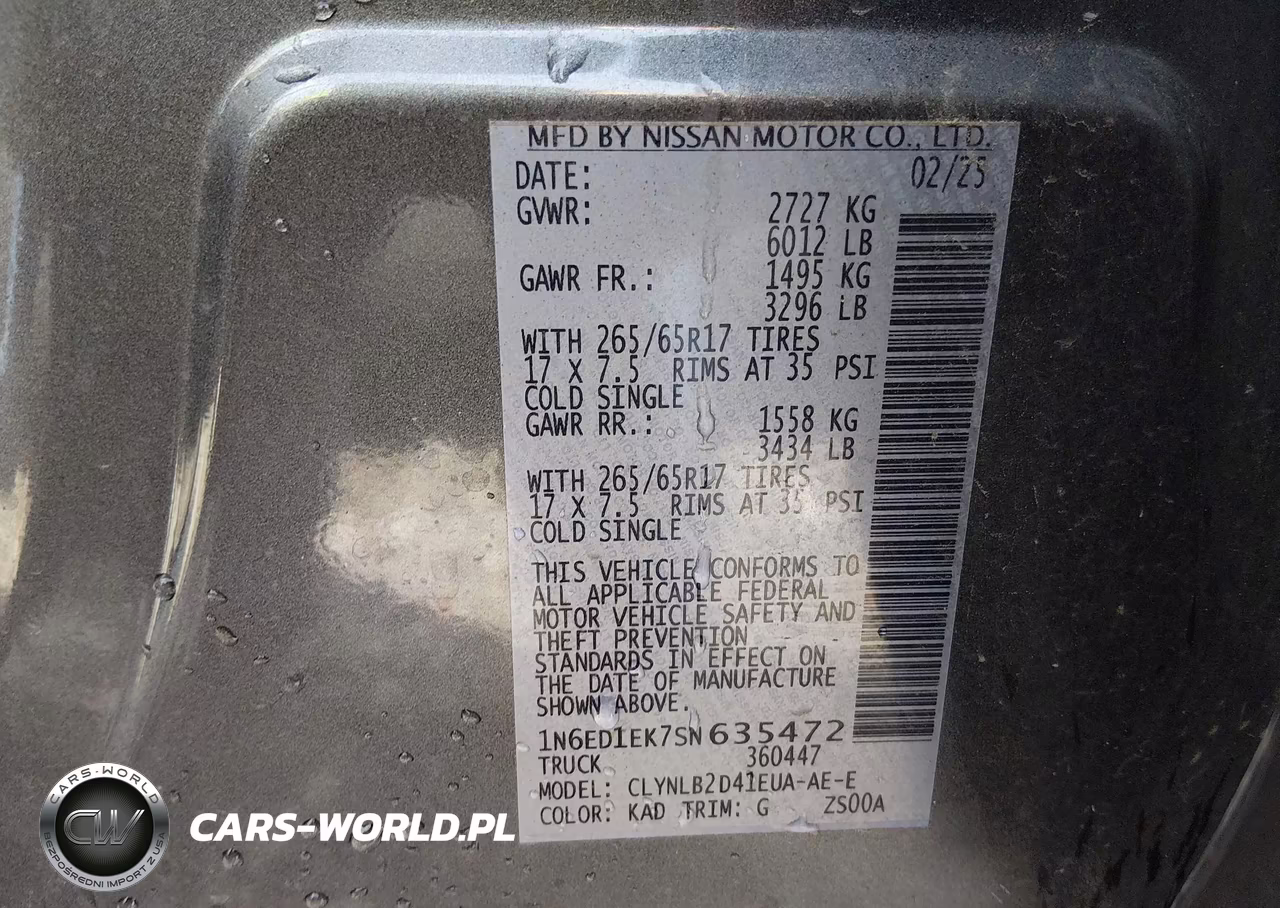 2025 Nissan Frontier Sv 4X4 VIN:1N6ED1EK7SN635472 - 9