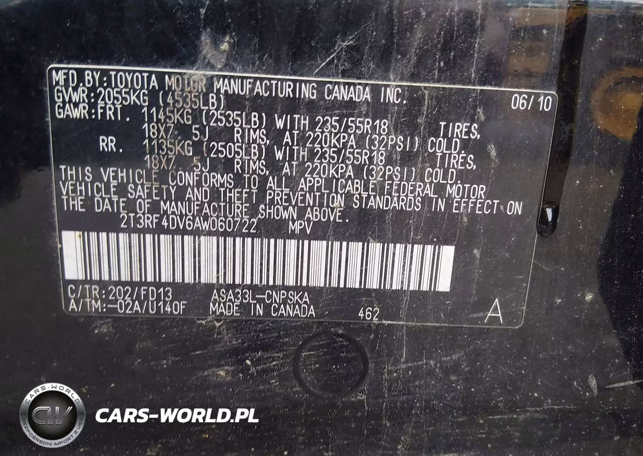 2010 Toyota Rav4 Sport VIN:2T3RF4DV6AW060722 - 9