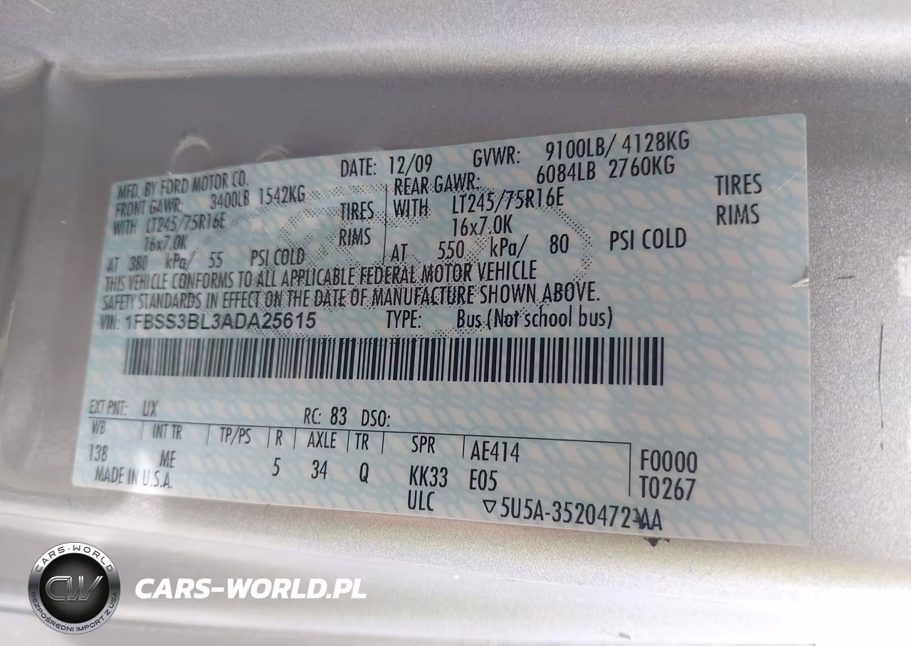 2010 Ford E-350 Super Duty Xl-Xlt VIN:1FBSS3BL3ADA25615 - 9