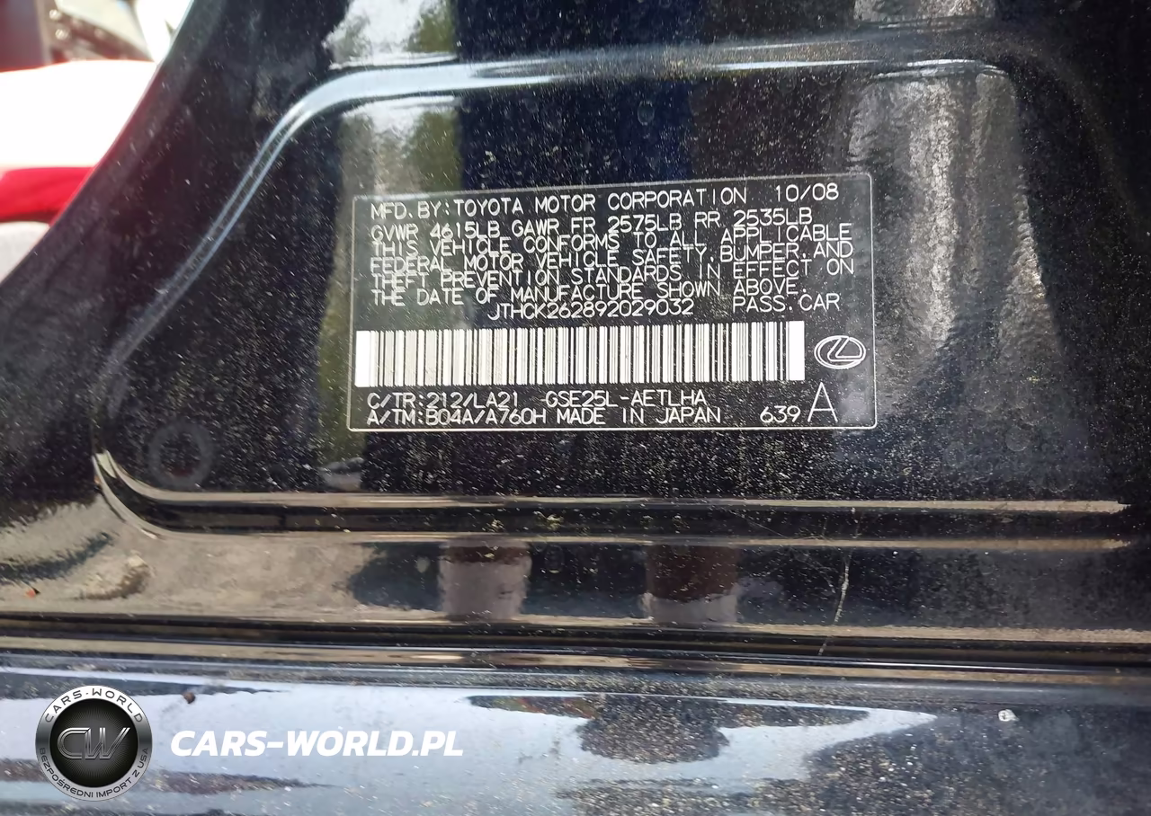 2009 Lexus Is 250 VIN:JTHCK262892029032 - 9