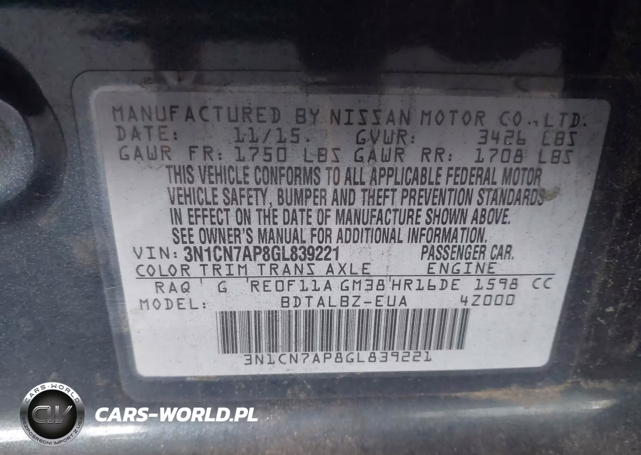 2016 Nissan Versa 1.6 Sv VIN:3N1CN7AP8GL839221 - 9