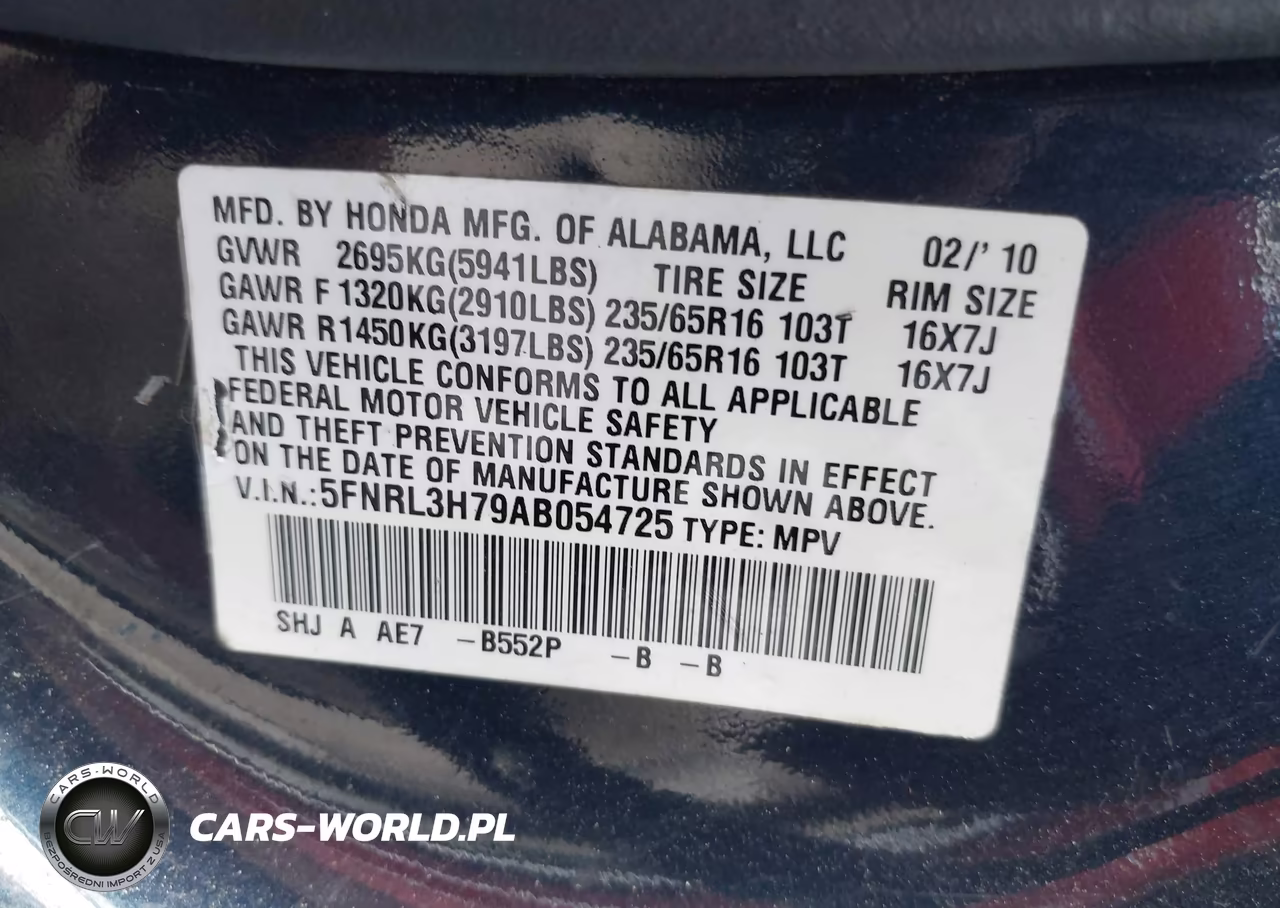 2010 Honda Odyssey Ex-L VIN:5FNRL3H79AB054725 - 9