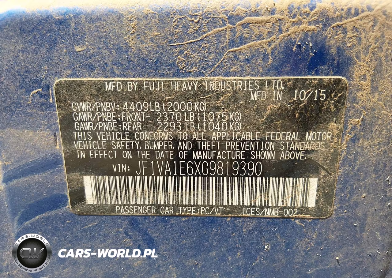 2016 Subaru Wrx Premium VIN:JF1VA1E6XG9819390 - 9