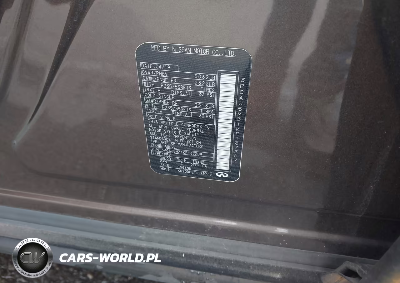 2019 Infiniti Qx50 Luxe VIN:3PCAJ5M31KF137309 - 9