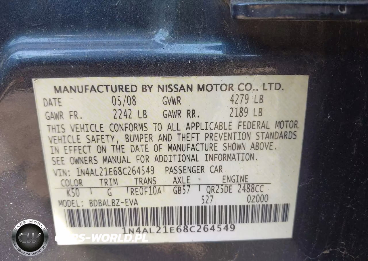 2008 Nissan Altima 2.5 S VIN:1N4AL21E68C264549 - 9