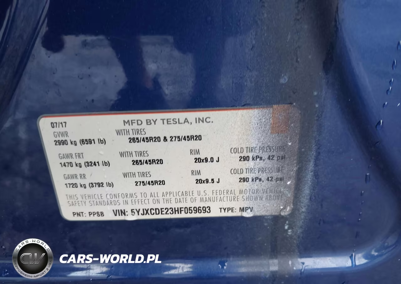 2017 Tesla Model X 100D-75D-90D VIN:5YJXCDE23HF059693 - 9