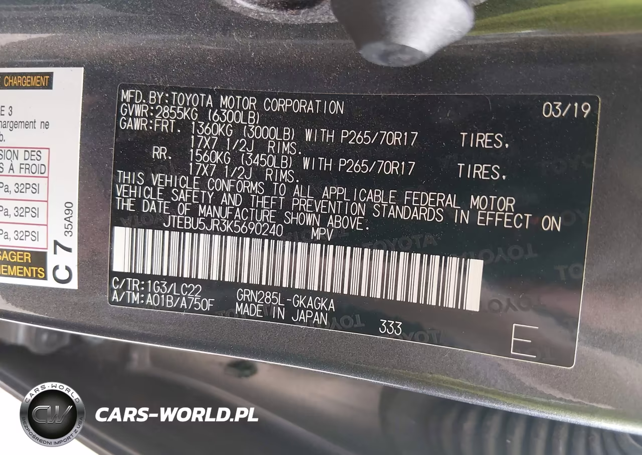 2019 Toyota 4Runner Trd Off Road Premium VIN:JTEBU5JR3K5690240 - 9