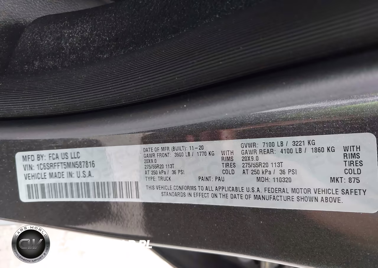 2021 Ram 1500 Big Horn 4X4 5'7 Box VIN:1C6SRFFT5MN587816 - 9