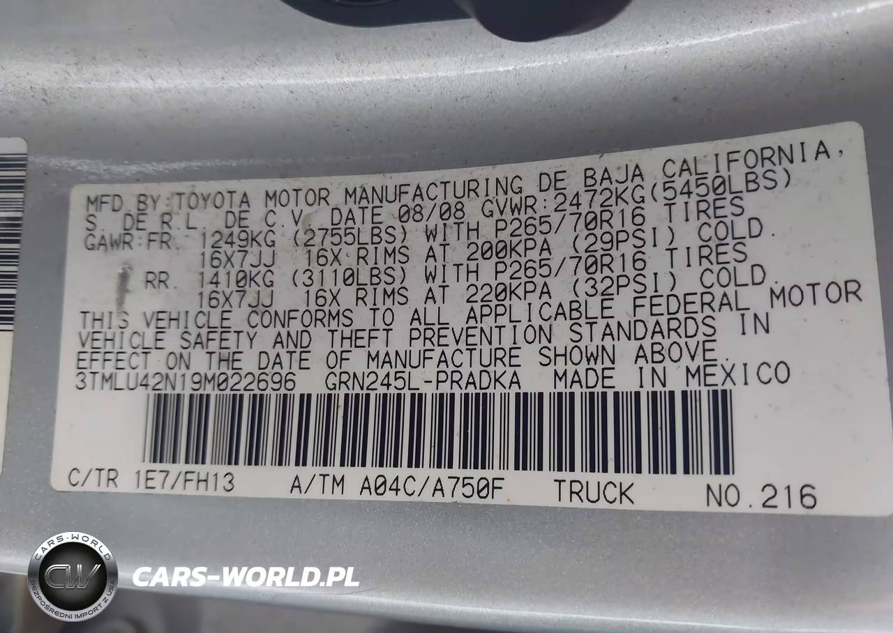 2009 Toyota Tacoma Base V6 VIN:3TMLU42N19M022696 - 9
