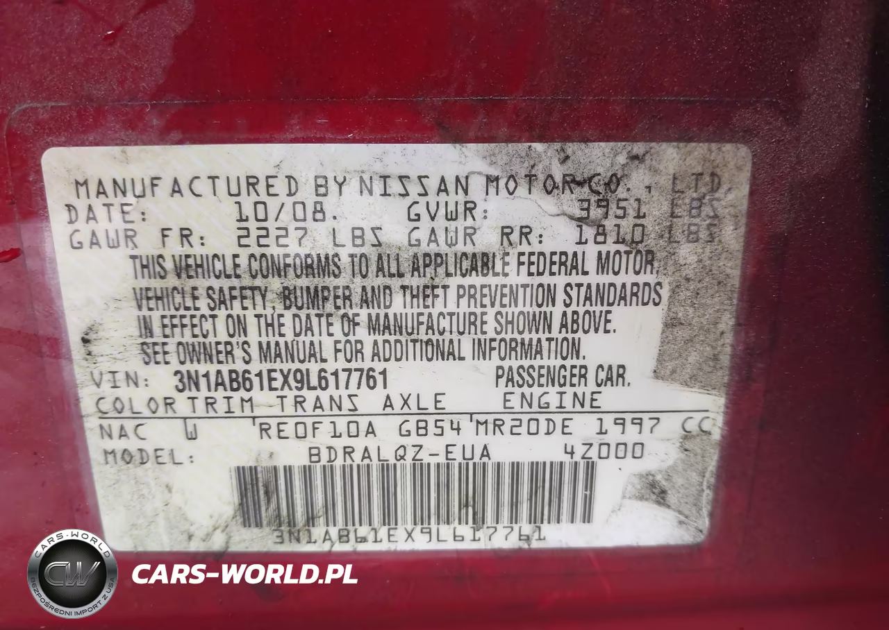 2009 Nissan Sentra 2.0 VIN:3N1AB61EX9L617761 - 9