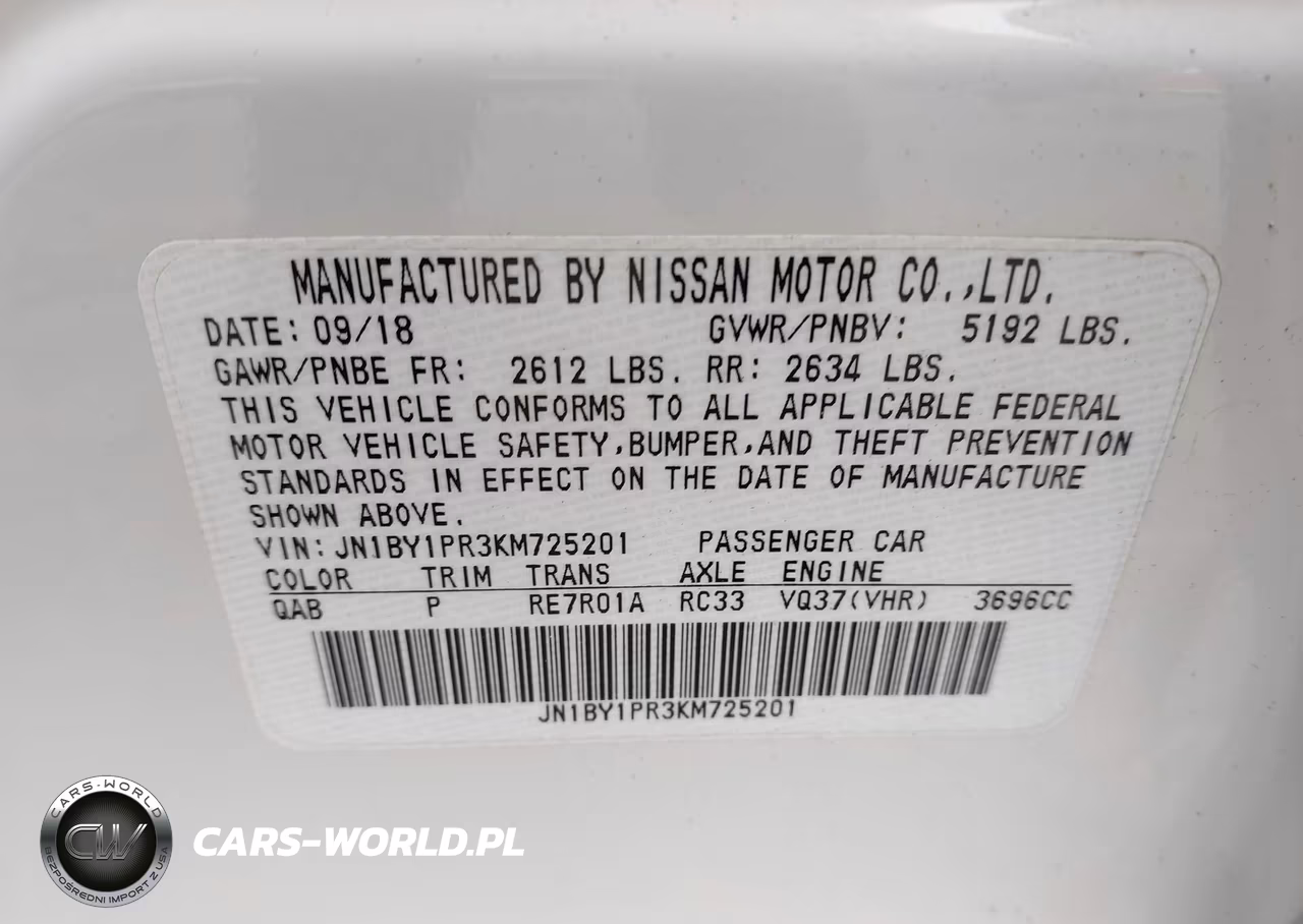 2019 Infiniti Q70L 3.7X Luxe VIN:JN1BY1PR3KM725201 - 9