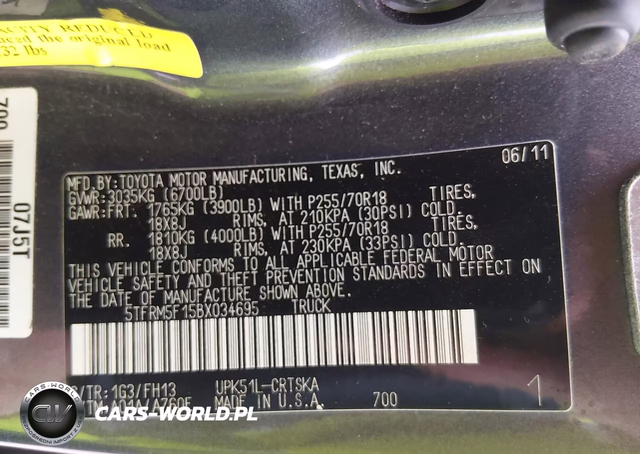 2011 Toyota Tundra Grade 4.6L V8 VIN:5TFRM5F15BX034695 - 9