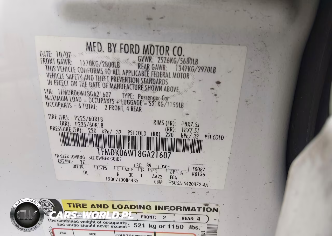 2008 Ford Taurus X Limited VIN:1FMDK06W18GA21607 - 9