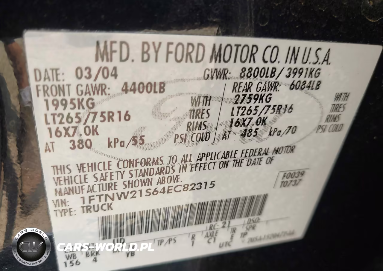 2004 Ford F-250 Lariat-Xl-Xlt VIN:1FTNW21S64EC82315 - 9