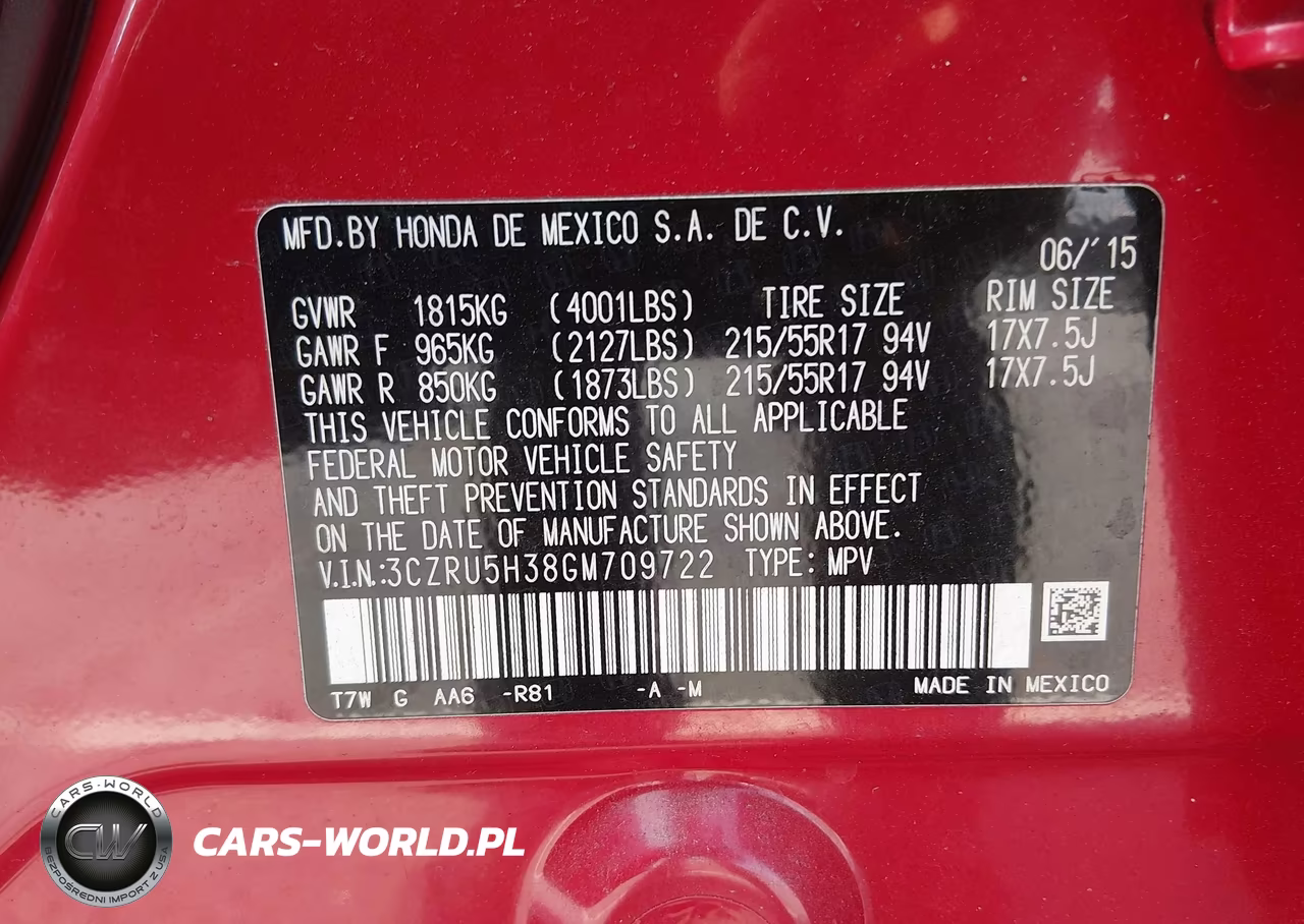 2016 Honda Hr-V Lx VIN:3CZRU5H38GM709722 - 9
