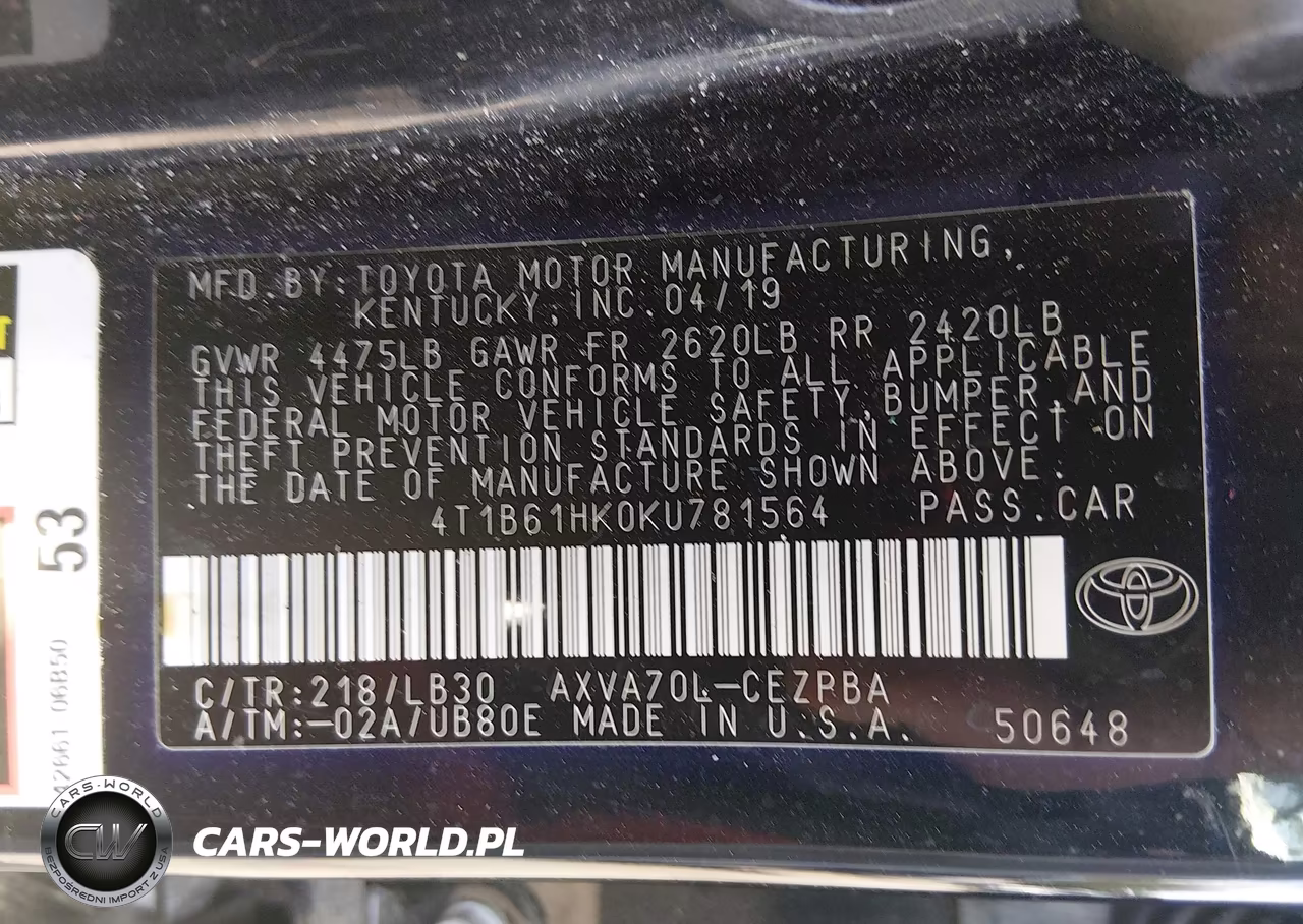 2019 Toyota Camry Xse VIN:4T1B61HK0KU781564 - 9