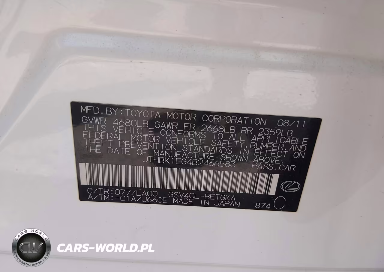 2011 Lexus Es 350 VIN:JTHBK1EG4B2466583 - 9