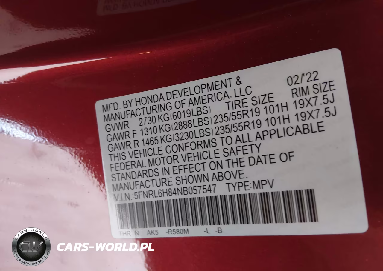 2022 Honda Odyssey Touring VIN:5FNRL6H84NB057547 - 9